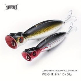 Resim KINGDOM Premium Üst Su Popper Yem - Çıngıraklı Yüzen Sert Yem, Dayanıklı PVC Malzeme, Tatlısu & Tuzlu Su Balıkçılığı İçin İdeal - 8.0cm, 10.01cm, 13.0cm Boyutları Mevcut, KINGDOM 