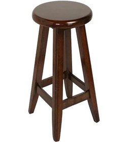 Resim Yuvarlak Ceviz Tabure 70 Cm 