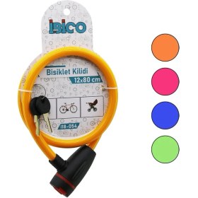 Resim Anahtarlı Aç-Kapa Kilit Kapaklı Plastik Kafa Bisiklet Kilit Çelik Tel Renkli Kılıf 12MMX80CM (4741) 