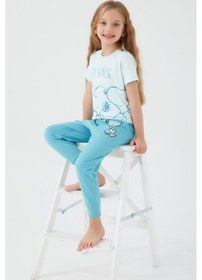 Resim Snoopy To Walk Turkuaz Kız Çocuk Kısa Kol Pijama Takım Turkuaz 