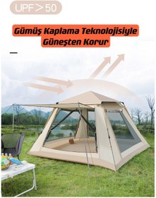 Resim Shufa 4 Tarafı Kare Tenteli Tam Otomatik Kamp Çadırı 240 240 155 Bej 