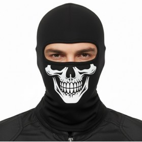 Resim Barinoska Desenli Balaklava Kar Maskesi -İskelet Figürlü Motosiklet Kayak Maskesi Esnek Unisex Bandana 