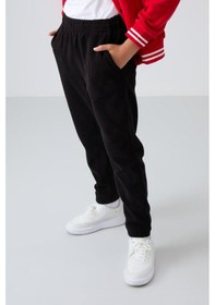 Resim Tommylife Tommy Life Siyah Kalın Yumuşak Dokulu Standart Fit Nakışlı Polar Erkek Çocuk Eşofman Alt - 11219 Siyah 