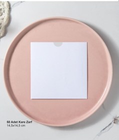 Resim Kare Zarf Davetiye Zarfı 14,5x14,5 Cm Beyaz Zarf 