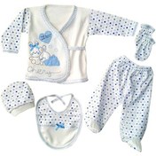 Resim We Bombinoo 5li Zıbın Seti Tavşan Nakışlı Mavi Hastane Çıkışı Çok Renkli 