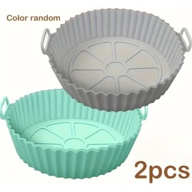 Resim Chuangyinshop 2 Adet Air Fryer Altlığı, Kolay Temizlenen Silikon Tava Pedi, Tekrar Kullanılabilir Fritöz Aksesuarları, Rastgele Renk 
