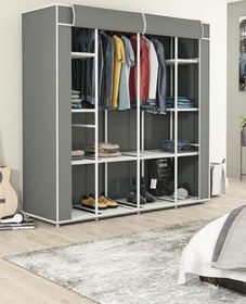 Resim Bez Dolap 12 Raflı Mega Boy Gri Çok Amaçlı Plastik Gardırop 