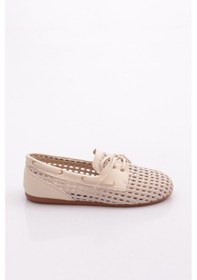 Resim Dgn B00112 Kadin Delikli Oxford Ayakkabi Bej 