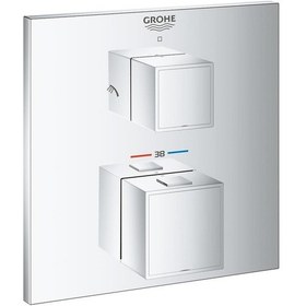 Resim Grohe Grohtherm Cube Termostatik Banyo Duş Bataryası 2 Çıkışlı Divertörlü- 24154000 Krom 