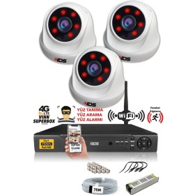 Resim Ids 3 Kameralı 5mp Sony Lensli 1080P Fullhd Güvenlik Kamerası Sistemi - Hard Disksiz 