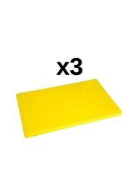 Resim 3'lü Türkay 50x30x4 Cm Polietilen Kesme Tahtası Kesim Levhası Sarı 4788 