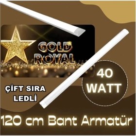 Resim Lighttech GOLD ROYAL Çift Sıra Ledli 40W 120 cm Yatay Bant Armatür Beyaz Işık - 4 Adet 