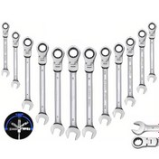 Resim 1 adet/6 adet/12 adet Esnek Başlı Ratchet Kombinasyon Anahtar Seti 72 Dişli Metrik 6-24mm Cr-v Çelik Saklama Kutusunda Düzenlenmiş 
