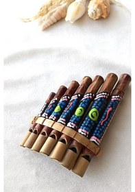 Resim Pan Flüt Bambu Boyalı Ahşap El Sanatları Dekoratif 7 Nota Müzik 