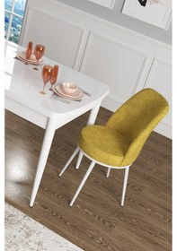 Resim Canisa Concept Zen Serisi 80x132 Mdf Açılabilir Beyaz Mutfak Masası Takımı Ve 6 Hardal Sandalye Beyaz&hardal Takım 