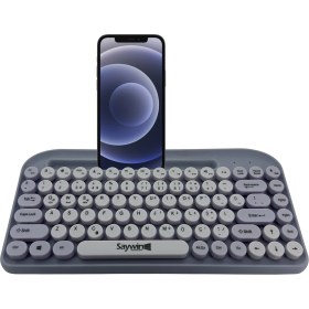 Resim Saywin Bluetooth Klavye Renkli Retro Kablosuz Klavye Daktilo Görünümlü Tuş Tasarımı Şık ve Kullanışlı Telefon Koyma Gözü Pilli Türkçe Q Klavye Sw-05 