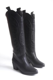 Resim AYS SHOES Kadın Nakışlı Kovboy Western Uzun Çizme 