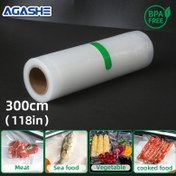 Resim AGASHE Vakumlu Mühürleme Rulosu, 300cm (118.11in) - Dayanıklı, Yırtılmaya Karşı Dirençli PE+PA Malzeme ile İdeal Gıda Saklama - Et, Deniz Ürünleri, Sebze ve Pişmiş Yiyecekler Daha Uzun Süre Taze Kalır - Çoğu Makineyle Uyumlu - Ev Aşçıları ve Yemek Hazırlığı için Mükemmel, Gıda Vakumlu Müh 
