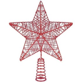 Resim Yılbaşı Ağacı Tepelik - Tel Simli Yaylı Kırmızı, 28 Cm Diğer 