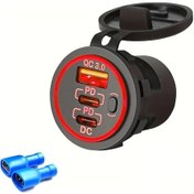 Resim Gaojunshop01 Üçlü Portlu Hızlı Araç Şarj Cihazı Tip-c Pd 30 Qc 30 Düğmeli Kırmızı Işıklı Kablosuz 