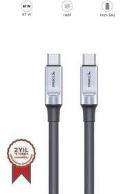 Resim Torima U15 Siyah 3.0A TYPE-C TO TYPE-C Şarj-Data Kablosu 1metre 