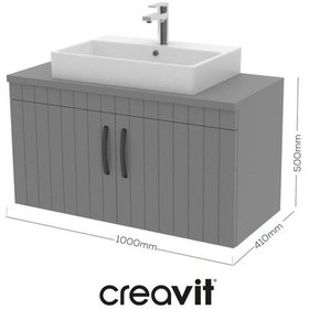 Resim Creavit D10 Next Lavabo Dolabı Kapaklı 100 Cm Gri Melamin Gövde Lake Kapak Beyaz - Siyah 