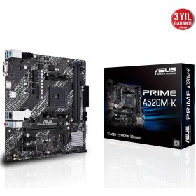 Resim Asus Prıme A520M-K Ddr4 4600MHZ 1xvga 1xhdmı 1xm.2 USB 3.2 Matx Am4 (Amd Am4 5000/4000 /3000 Serisi Ile Uyumlu) 