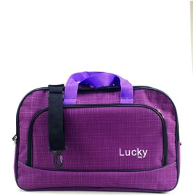 Resim LUCKY BAG Unisex Kırçıllı Patlıcan Mor Geniş Su Geçirmez Kumaş Spor Seyahat Omuz El Valizi 