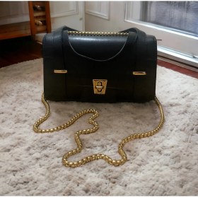 Resim HR Leather Shop Gold Zincirli Kilitli Çanta 