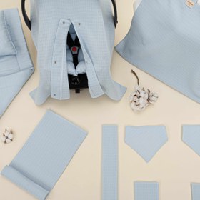 Resim 11 Parça Avantajlı Set - Tek Taraflı - Bebe Mavisi Müslin 