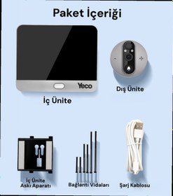 Resim YECO PD-20 Akıllı Görüntülü Kapı Dürbünü, 4.3 İnç LCD Ekran, PIR Hareket Algılama, Çift Yönlü Görüşme, Mobil Uyumlu - SD Kart Yok 