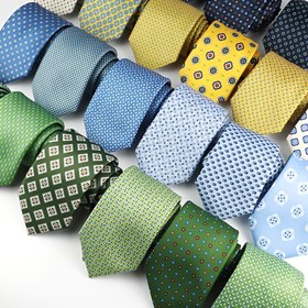 Resim Yumuşak Yapay İpek Baskılı Erkek Kravat, Geometrik Nokta Desenli Özel Tasarım, Düğünler, İş ve Günlük Partiler İçin İdeal 