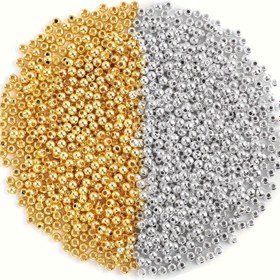 Resim 4mm, 2000 adet Altın ve Beyaz K-Color Akrilik Boncuklar - DIY Takı Yapımı, El Sanatları Süslemeleri ve Daha Fazlası için Küçük Yuvarlak Gevşek Boncuklar, El Sanatları Boncuk Süsü|Altın Beyaz Boncuklar|Pürüzsüz Dokusu 
