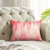 Resim 1 Adet Kırmızı ve Beyaz Dikey Dokulu Yastık Kılıfı - 12x20 İnç (30x50cm) Fermuarlı Yumuşak Kısa Peluş Koltuk Örtüsü, Oturma Odası, Kanepe, Yatak Dekoru için Makinede Yıkanabilir - Modern & Geleneksel Tarzlar, Oturma Odası Dekorasyonu | Fermuarlı Kılıf, Dekoratif Yastık Kapları 