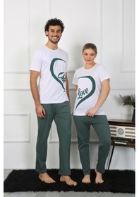 Resim Akbeniz Kadın Pamuk Penye Sevgili Kombini Pijama Takımı Beyaz 50127 Tek Takım Fiyatıdır-beyaz Beyaz 
