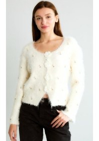 Resim Hırka Ekru İncili Sakallı Beyaz 