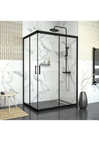 Resim Tekno Duş Black Rigel 6mm Şeffaf Dikdörtgen Duşakabin Şeffaf 