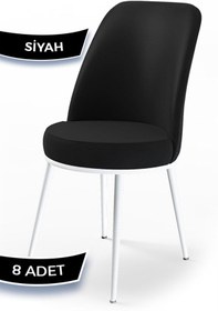 Resim Canisa Concept Dexa Serisi, Üst Kalite Yemek Odası Sandalyesi, Metal Beyaz Iskeletli, 8 Adet Siyah 