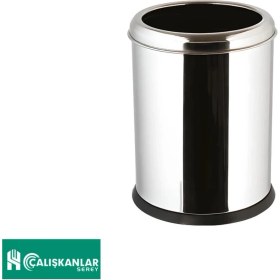 Resim Krom Çemberli 5l Paslanmaz Çöp Kovası Ev Ofis Banyo Mutfak Balkon 