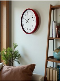 Resim 36 Cm Kırmızı Dekoratif Duvar Saati Beyaz - Kırmızı 