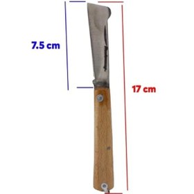 Resim Aşı Bıçağı Profesyonel Çelik Tepeli Uçlu Bağ Ağaç Budama Aşı Çakısı 170 Mm Ahşap Saplı Çakı Abanoz 