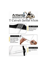 Resim T Cetveli Şeffaf 65 Cm 1 Adet Plastik Mika T Cetveli Çizim Cetveli Mimarlık Mühendislik Öğrenci Tasarım Cetveli Şeffaf 