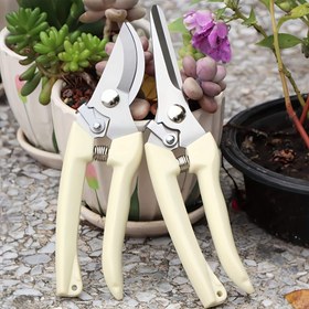 Resim Klasik Paslanmaz Çelik Bahçe Makası, Çok Fonksiyonlu Kaymaz ve İş Gücünden Tasarruflu Bahçe Makası, Çiçek Kesme, Bitki Budama, Bonsai ve Meyve Toplama için Uygun 