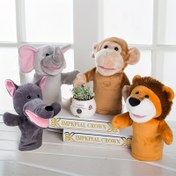 Resim Hayal Güçleri & Motor Becerileri: Sevimli Hayvan El kuklaları - Fil, Maymun, Aslan ve Kurt - 0-6 Yaşları için Mükemmel 