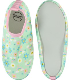 Resim Civil Girls Çiçek Baskılı Tabansız 26-30 Numara Deniz Ayakkabısı - Yeşil - Mint / 30 