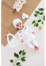 Resim Sitilin Kız Bebek Organik Ekru 5 Li Hastane Çıkışı Setistl6016 Beyaz 