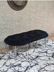 Resim Zafir Ufo Oturak Bench - Krom Kaplama Telli Ayak - Oturak - Bench - Puf - Yatak Ucu Pufu Siyah 