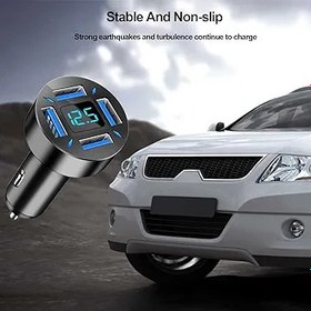 Resim USB Hızlı Araç Şarj Cihazı QC3.0 Adaptörü | 66W USB C 4 Bağlantı Noktalı Hızlı Araç Şarj Cihazı Hızlı Şarj USB Tip C Fiş Araç Çakmak Adaptörü,LED Dijital Ekran, Akü Voltajını Gerçek Zamanlı İzleme, Ar 