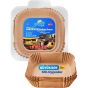 Resim Airfryer Pişirme Kağıdı, Fritöz Yağlı Kağıdı, Yanmaz Kağıt Xxl Uyumlu 50 Adet (Kare) (1, Kare Büyük Boy 20X20) 