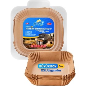 Resim Airfryer Pişirme Kağıdı, Fritöz Yağlı Kağıdı, Yanmaz Kağıt Xxl Uyumlu 50 Adet (Kare) (1, Kare Büyük Boy 20X20) 